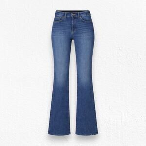 Mavi Victoria Wide Leg Flare Jeans High Rise Raw Hem Dark Wash Size 28 NWT